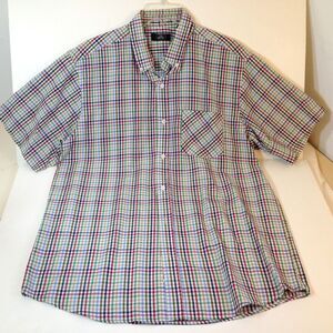 The Image Mens Large Short Sleeve Button Down Shirt Plaid